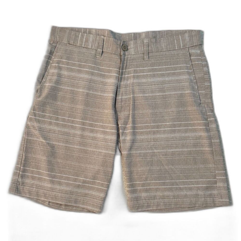 Men's Burnside Hybrid Stretch Shorts In Stone Stripe Tag Size 34